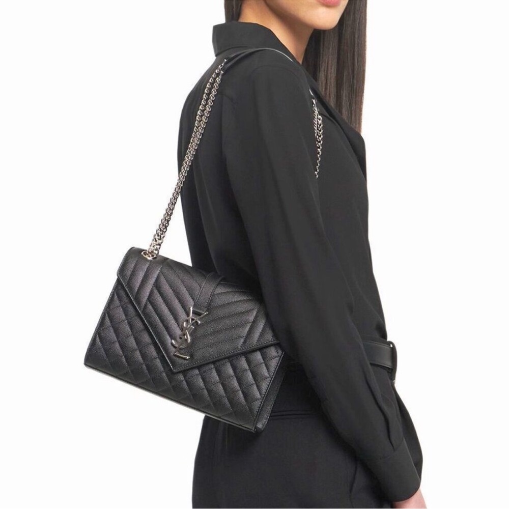 ✨ Authentic YSL Saint Laurent Medium Envelope Bag Black & Gold – Like New! - Picture 10 of 10